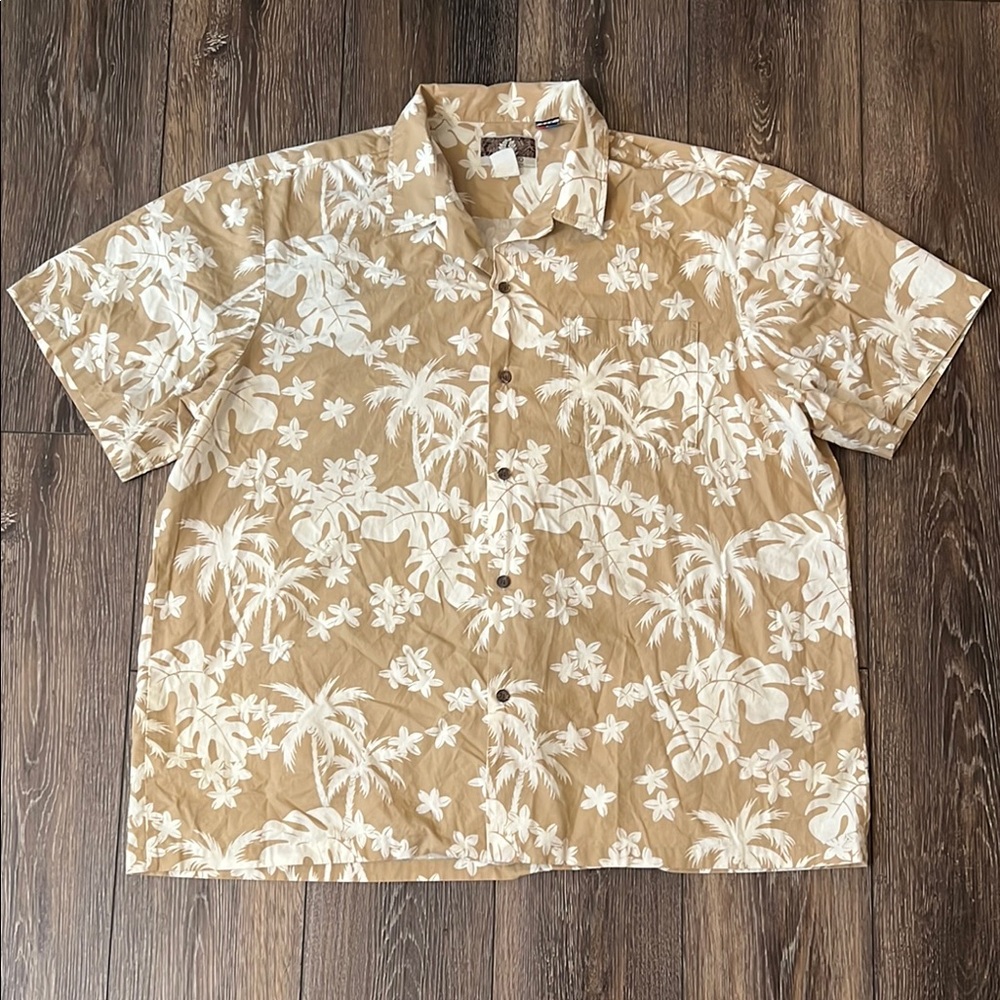 Kalaheo Aloha Shirt Mens Size 2XL Cream Tropic Design Cotton Made In Hawaii USA